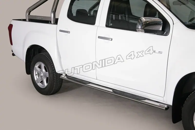 Овальные пороги Grand Pedana с пластиковыми накладками øovaal, полированная — Isuzu D-Max (2012–2017)