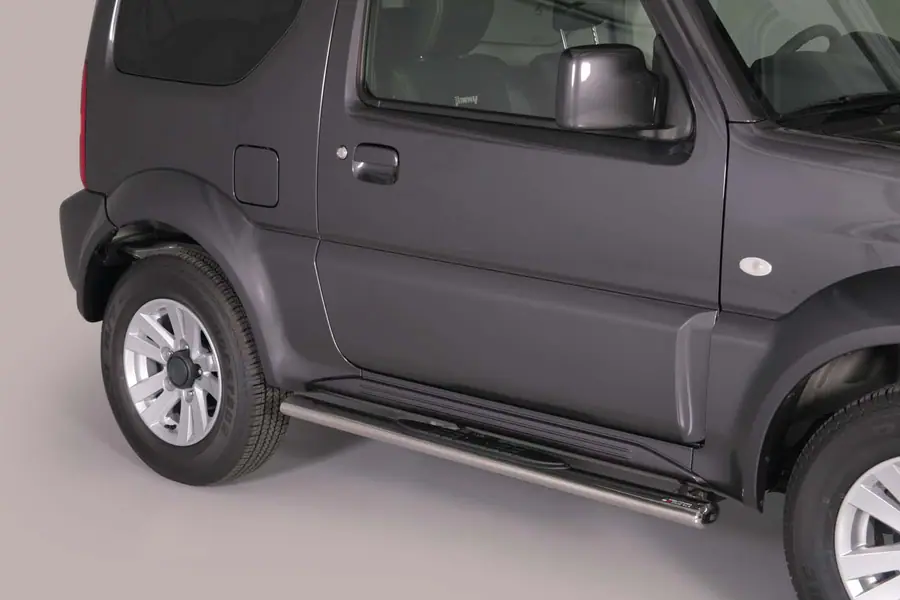 Oval Grand Pedana side steps with plastic treads øovaal, mirror polished — Suzuki Jimny (2012–2017)