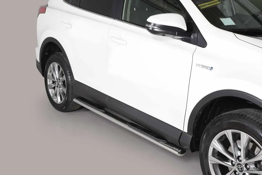 Oval Grand Pedana side steps with plastic treads øovaal, mirror polished — Toyota RAV4 (2013–2016)