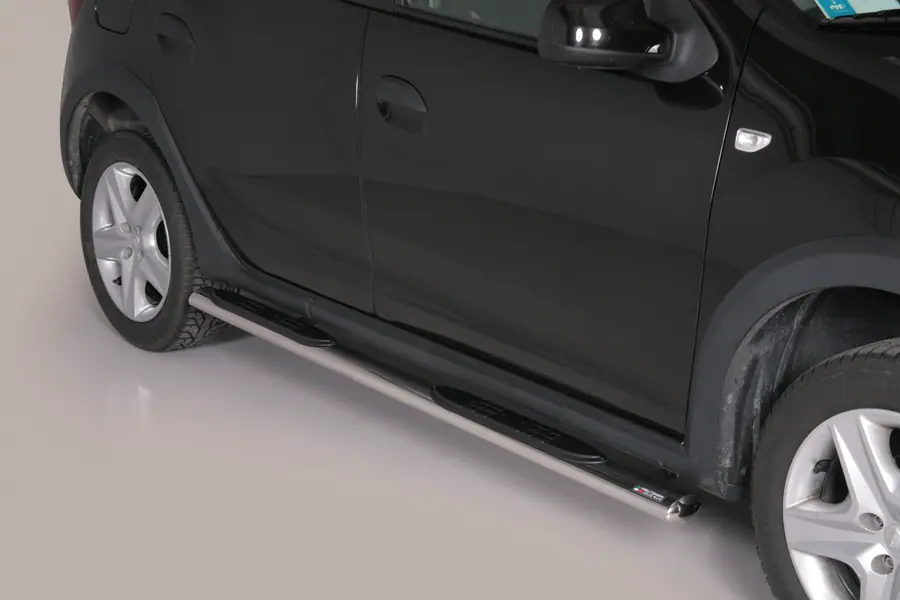 Овальные пороги Grand Pedana с пластиковыми накладками øovaal, полированная — Dacia Sandero Stepway (2013–2020)