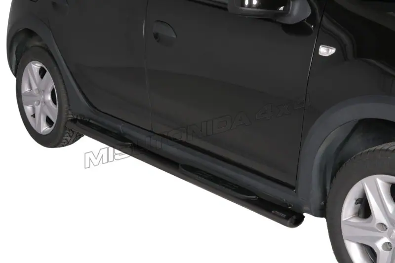 Овальные пороги Grand Pedana с пластиковыми накладками øovaal, чёрная — Dacia Sandero Stepway (2013–2020)