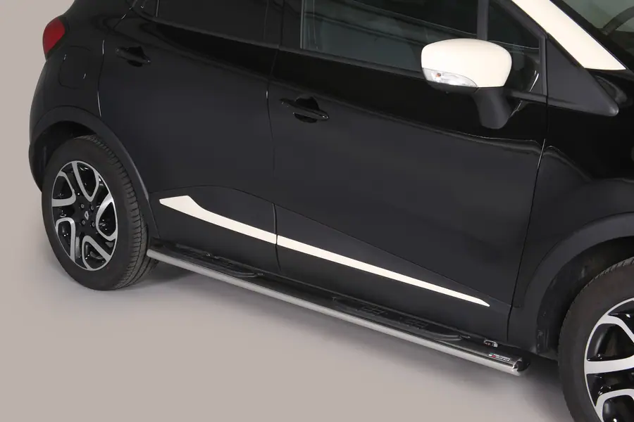 Овальные пороги Grand Pedana с пластиковыми накладками øovaal, полированная — Renault Captur (2013–2017)