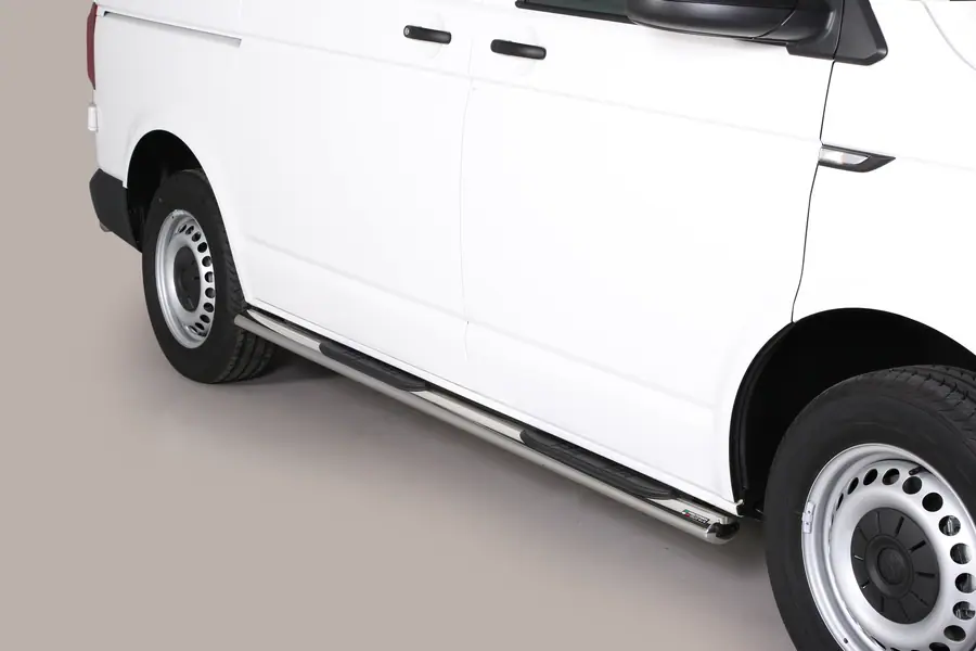 Oval Grand Pedana side steps with plastic treads øovaal, mirror polished — Volkswagen T6.1 (2019–)