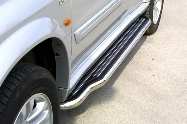 Extra-long side steps ø50, mirror polished — Suzuki Grand Vitara XL-7 (2005–2008)