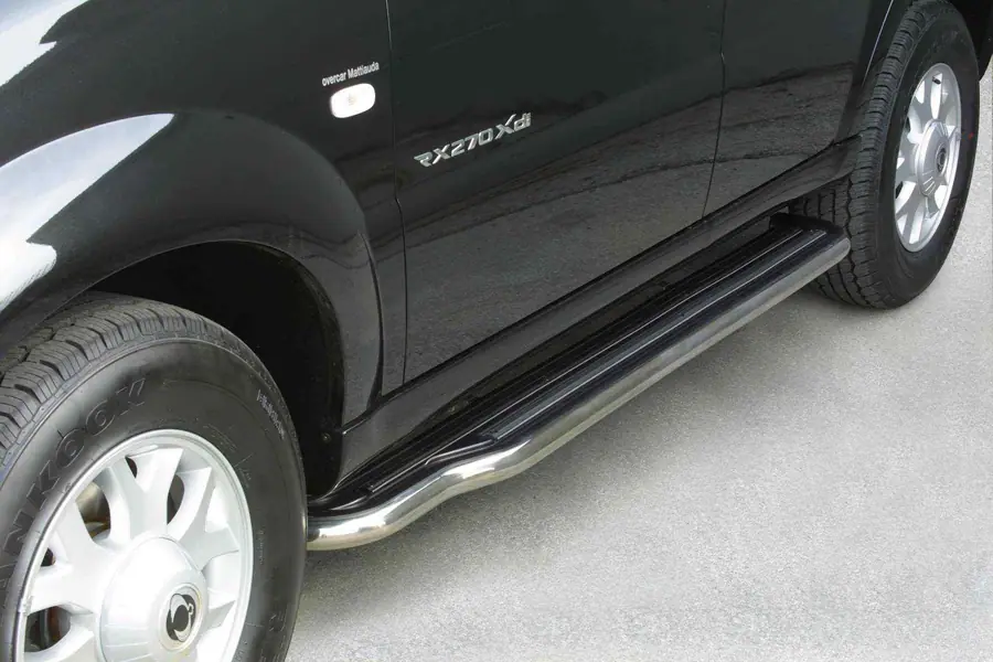 Extra-long side steps ø50, mirror polished — SsangYong Rexton (2004–2006)