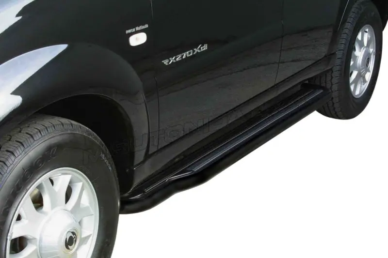Extra-long side steps ø50, black — SsangYong Rexton (2004–2006)