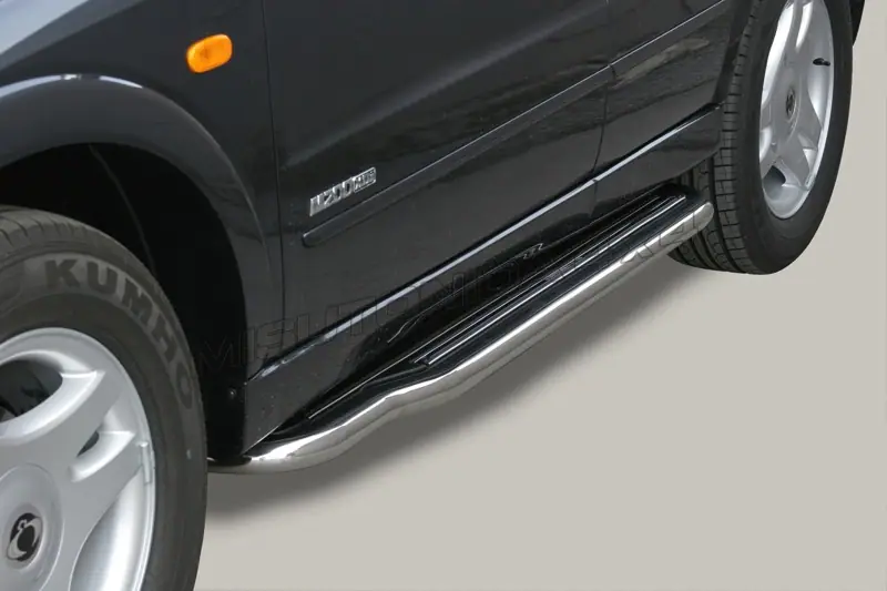 Long side steps ø50, mirror polished — SsangYong Kyron (2006–2007)