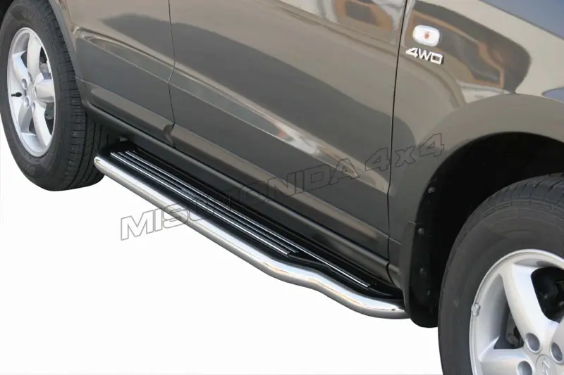 Long side steps ø50, mirror polished — Hyundai Santa Fe (2006–2010)