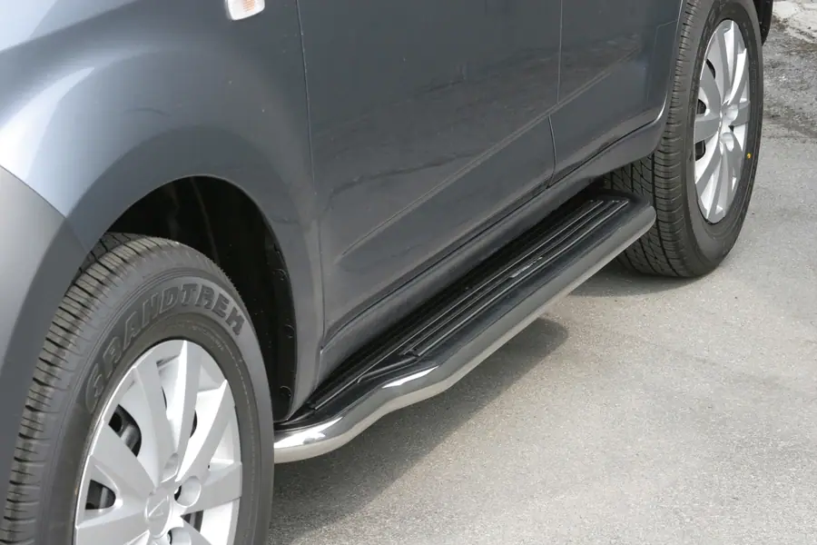 Long side steps ø50, mirror polished — Daihatsu Terios (2006–2009)