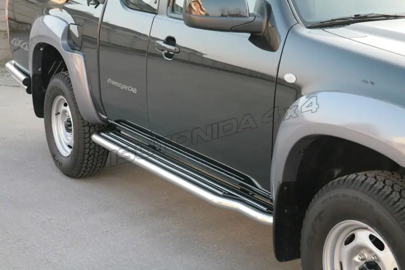 Extra-long side steps ø50, mirror polished — Mazda BT-50 (2007–2009)
