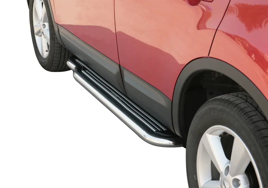 Long side steps ø50, mirror polished — Nissan Qashqai (2007–2010)