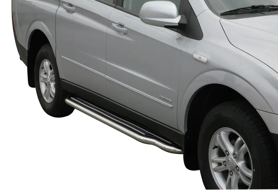 Пороги удлинённые ø50, полированная — SsangYong Actyon Sports (2007–2012)