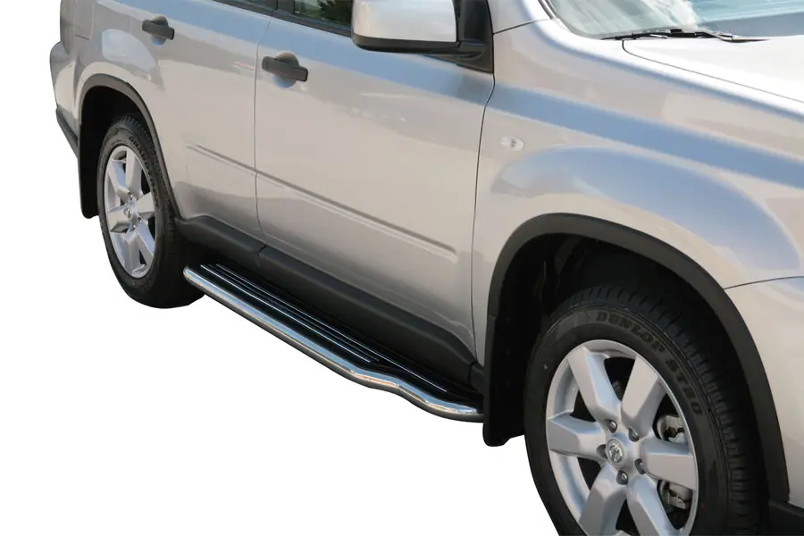 Long side steps ø50, mirror polished — Nissan X-Trail (2007–2010)
