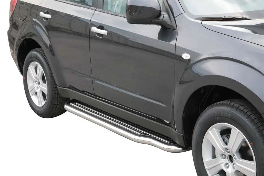 Long side steps ø50, mirror polished — Subaru Forester (2008–2012)