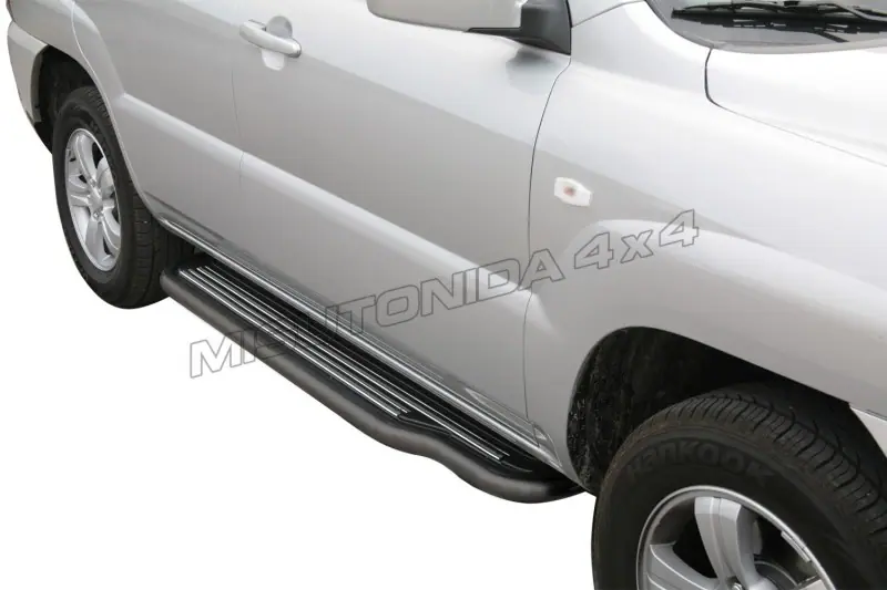 Пороги длинные ø50, чёрная — Kia Sportage (2008–2010)