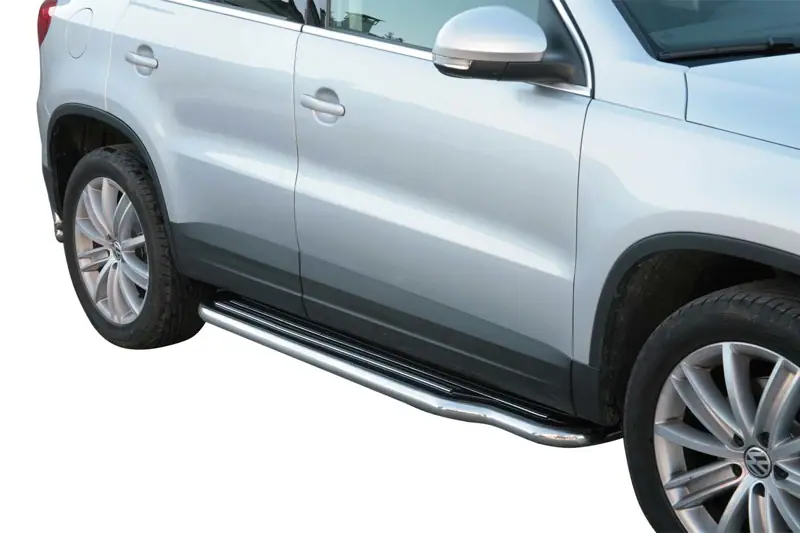 Long side steps ø50, mirror polished — Volkswagen Tiguan (2007–2015)