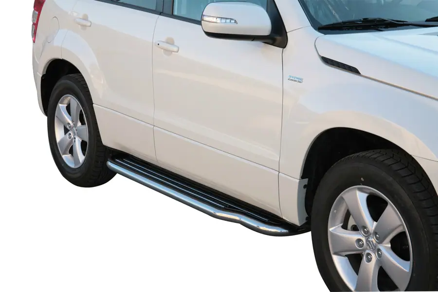 Long side steps ø50, mirror polished — Suzuki Grand Vitara (2009–2012)