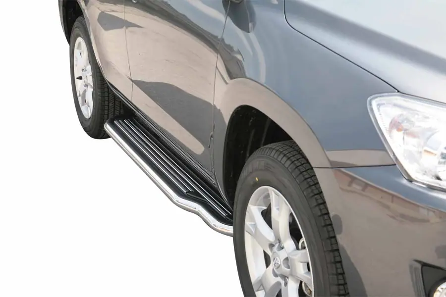 Пороги длинные ø50, полированная — Toyota RAV4 (2006–2010)