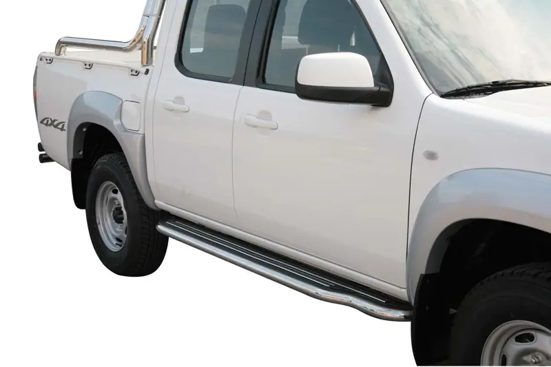 Пороги удлинённые ø50, полированная — Mazda BT-50 (2009–2012)