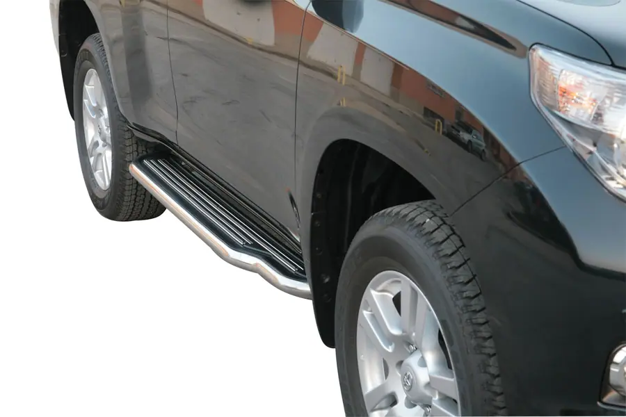 Long side steps ø50, mirror polished — Toyota Land Cruiser 150 (2010–2013)