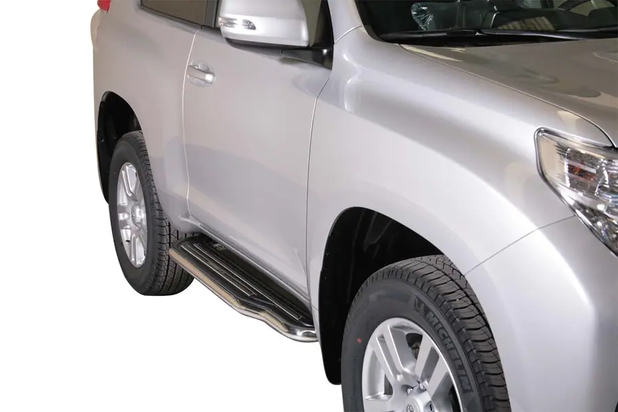Short side steps ø50, mirror polished — Toyota Land Cruiser 150 (2010–2013)