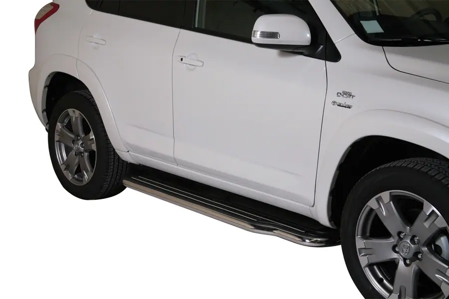 Пороги длинные ø50, полированная — Toyota RAV4 (2010–2013)