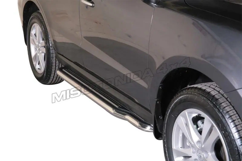 Long side steps ø50, mirror polished — Hyundai Santa Fe (2010–2012)