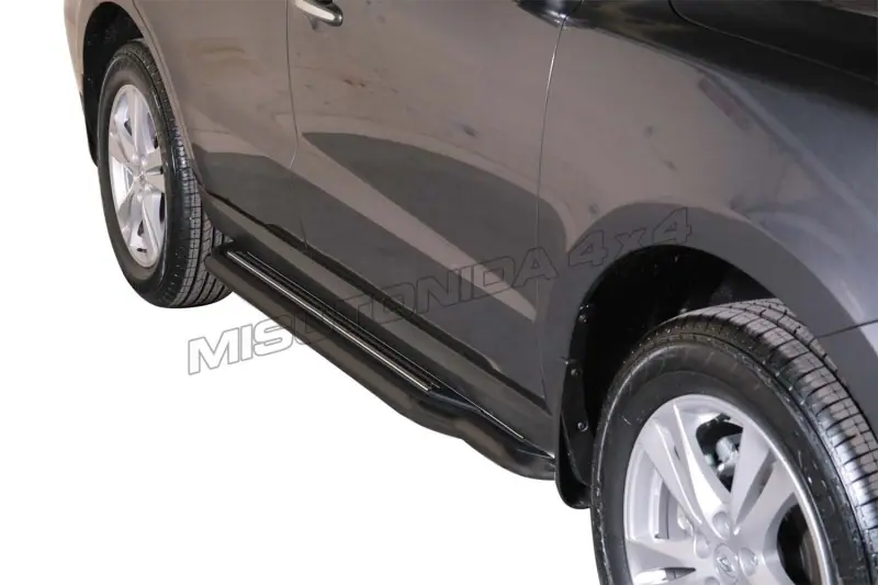 Long side steps ø50, black — Hyundai Santa Fe (2010–2012)
