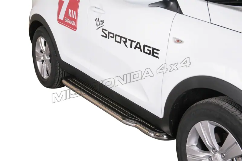 Long side steps ø50, mirror polished — Kia Sportage (2010–2015)