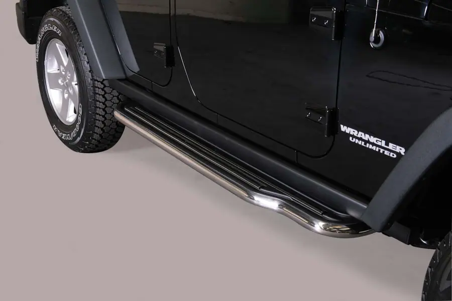 Long side steps ø50, mirror polished — Jeep Wrangler (2011–)