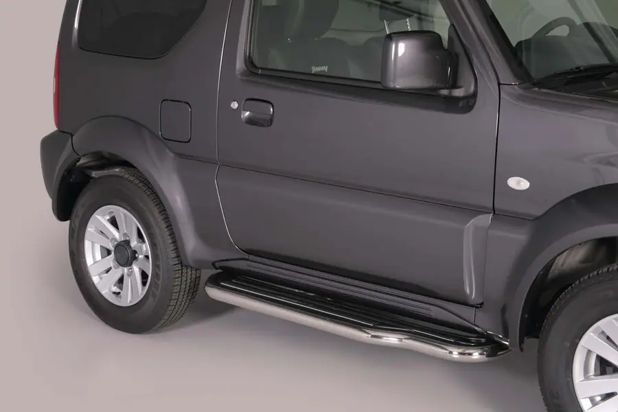 Short side steps ø50, mirror polished — Suzuki Jimny (2012–2017)