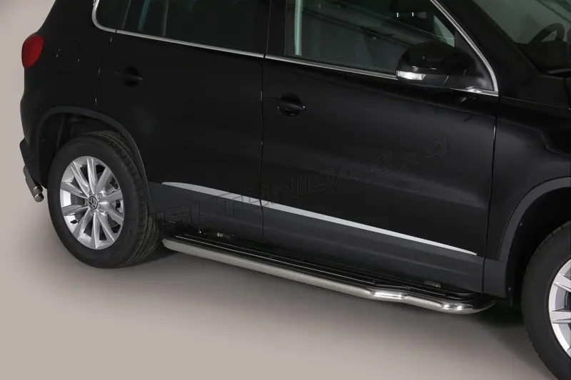 Long side steps ø50, mirror polished — Volkswagen Tiguan (2007–2015)