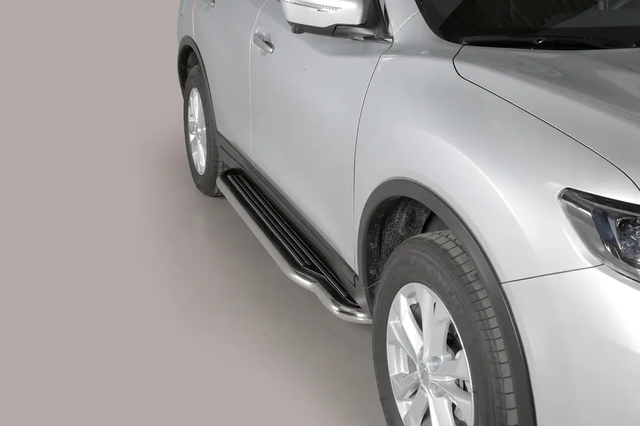 Long side steps ø50, mirror polished — Nissan X-Trail (2014–2017)