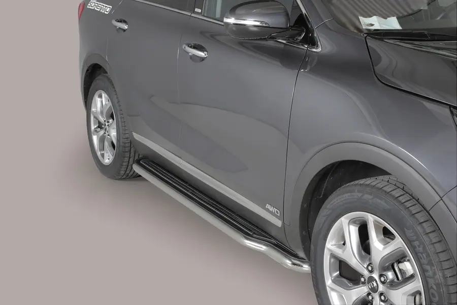 Пороги удлинённые ø50, полированная — Kia Sorento (2015–)