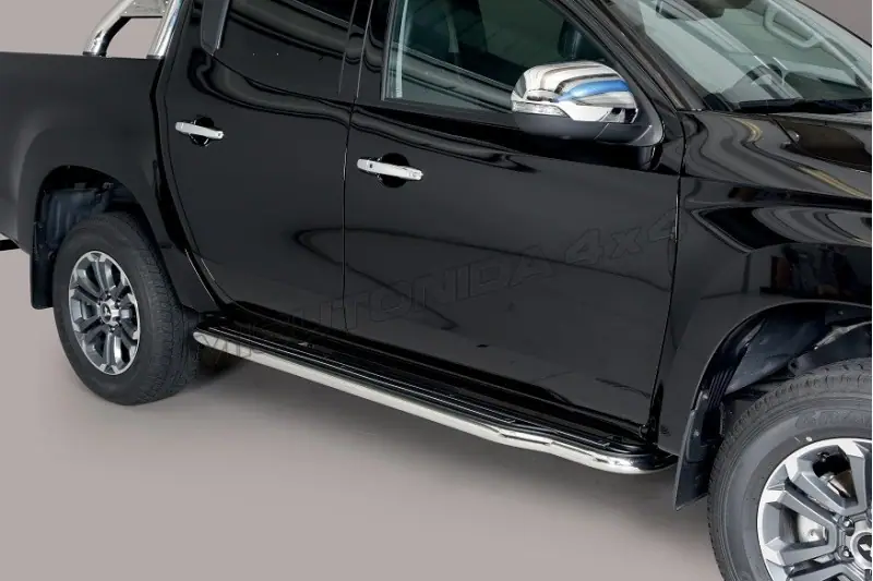 Extra-long side steps ø50, mirror polished — Mitsubishi L200 (2015–2019)