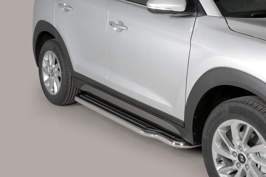 Long side steps ø50, mirror polished — Hyundai Tucson (2015–2017)