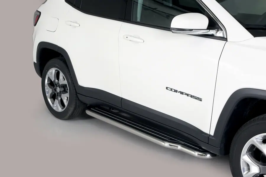 Long side steps ø50, mirror polished — Jeep Compass (2017–)