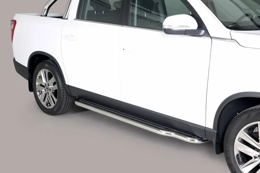 Пороги удлинённые ø50, полированная — SsangYong Musso (2018–)