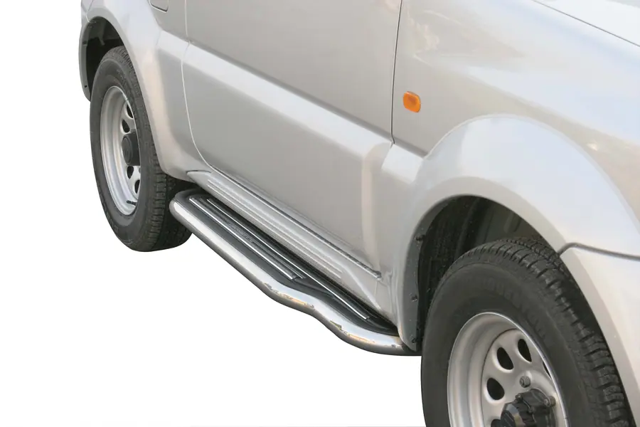 Пороги короткие ø50, полированная — Suzuki Jimny (1998–2005)