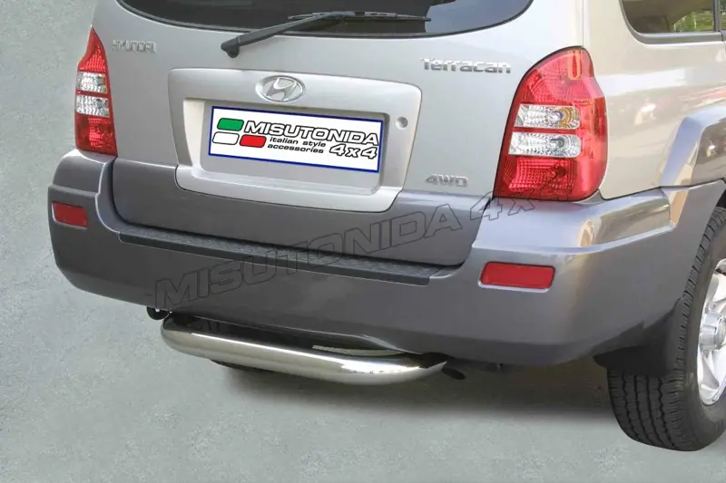 Central rear protection ø76, mirror polished — Hyundai Terracan (2004–)
