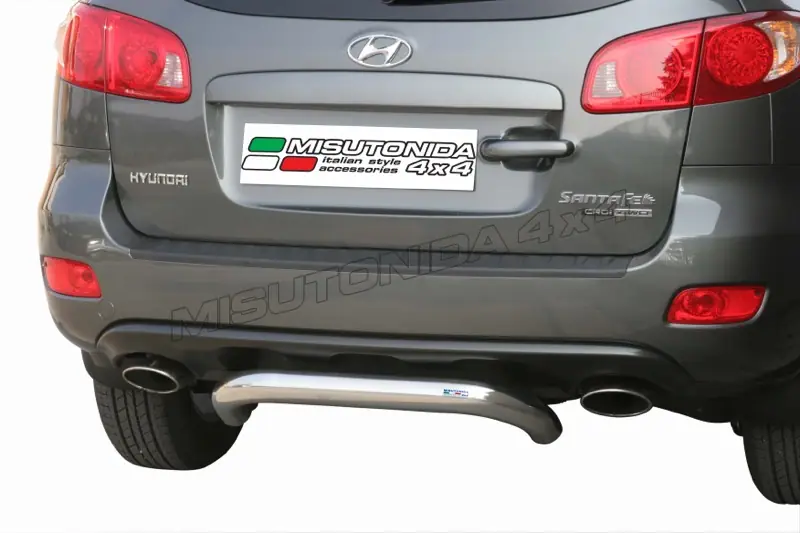Central rear protection ø76, mirror polished — Hyundai Santa Fe (2006–2010)