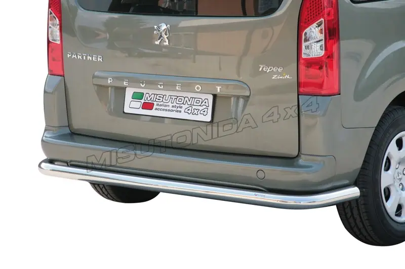 Full-width rear protection ø63, mirror polished — Peugeot Partner (2008–2015)