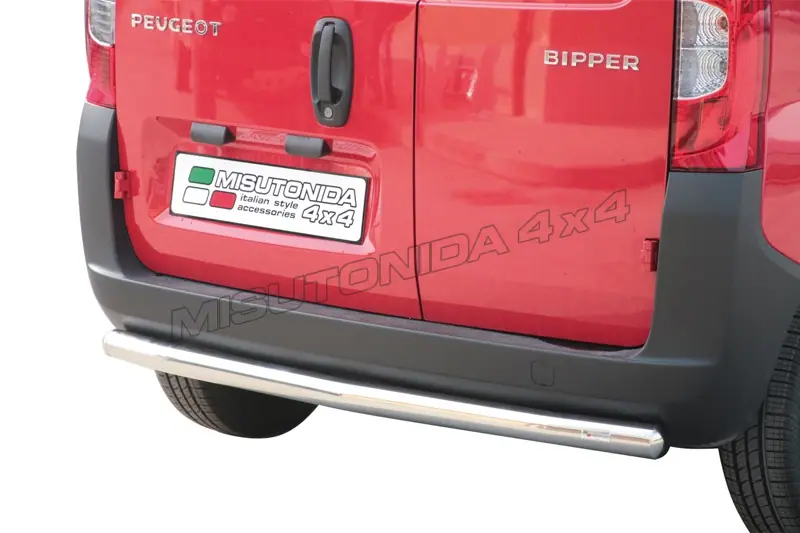 Full-width rear protection ø63, mirror polished — Peugeot Bipper (2008–)