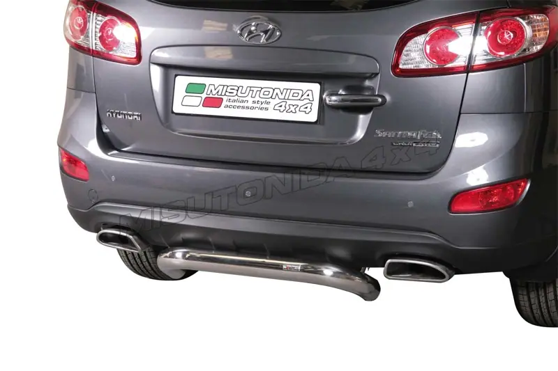 Центральная задняя защита ø76, полированная — Hyundai Santa Fe (2010–2012)