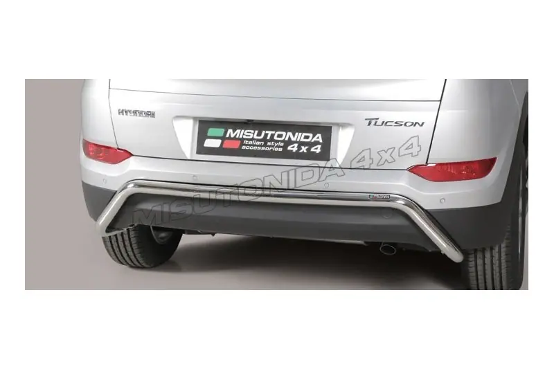 Central rear protection ø50, mirror polished — Hyundai Tucson (2015–2017)