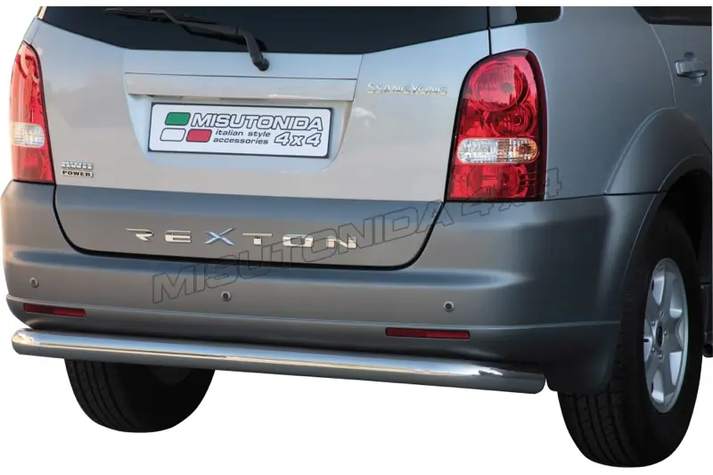 Full-width rear protection ø76, mirror polished — SsangYong Rexton (2006–2012)