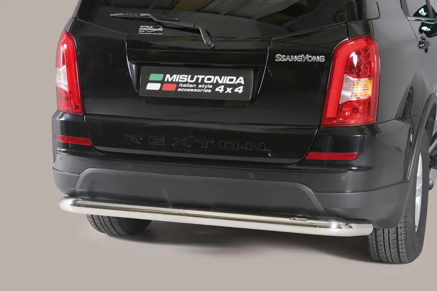 Задняя защита во всю ширину ø76, полированная — SsangYong Rexton (2013–2017)