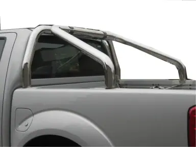 Roll bar for tonneau cover, 2 tubes ø76, mirror polished — Nissan Navara (2005–2010)