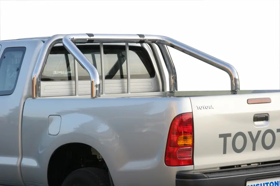 Roll bar for tonneau cover, 2 tubes ø76, mirror polished — Toyota Hilux (2005–2011)