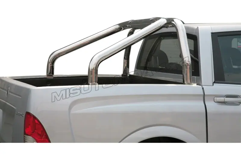 Roll bar for tonneau cover, 2 tubes ø76, mirror polished — SsangYong Actyon Sports (2007–2012)